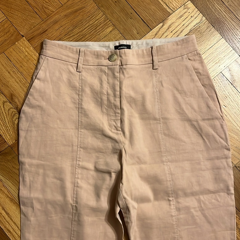 Pinko Linen Slit Cuff Flare Pants Size 6 NWOT - Picture 5 of 8